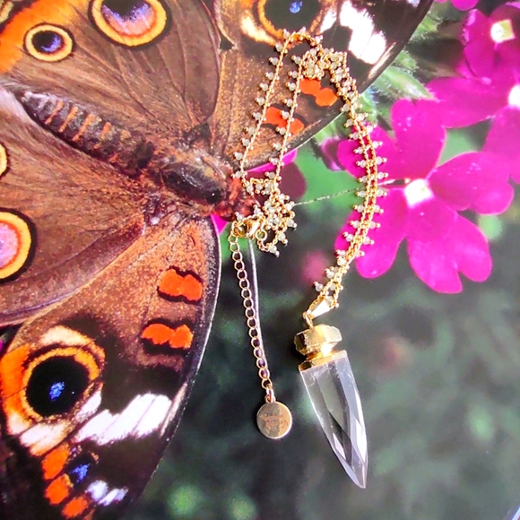 Boho Clear Crystal 22KGP Spike Necklace - Picture 8 of 15